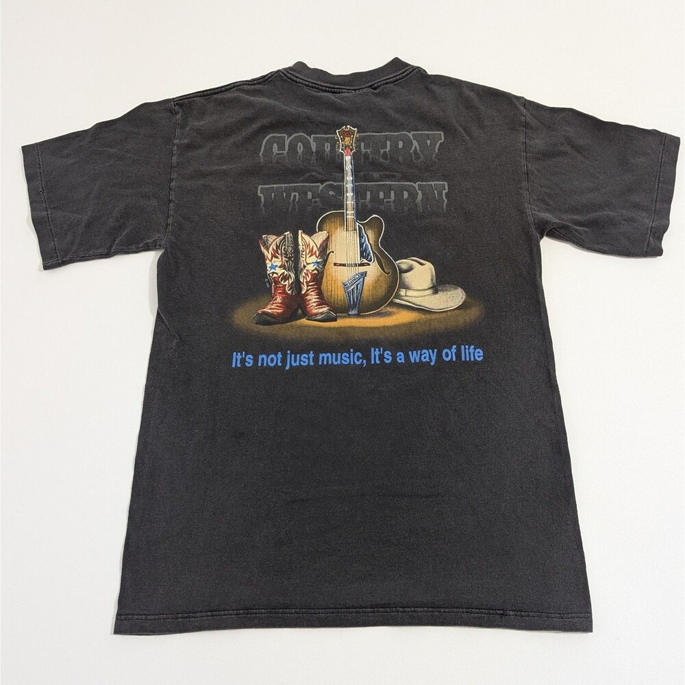 Vintage 80s 90s Wrangler Country Western Music T-shirt Medium Black Shirt